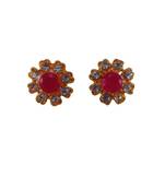 Multi stone stud brass tops/stone-studded earrings / women – party wear/ festive jewelry/sku-ear743