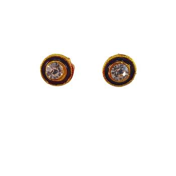 Multi stone stud brass tops/stone-studded earrings / women     party wear/ festive jewelry/sku-ear746 1