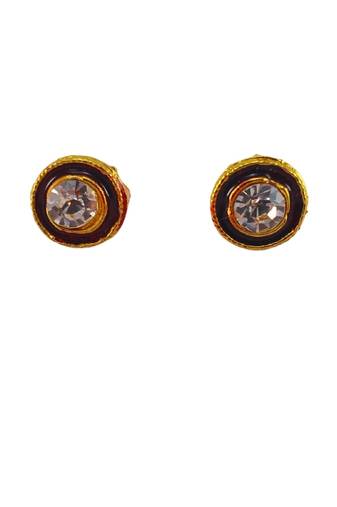 Multi stone stud brass tops/stone-studded earrings / women     party wear/ festive jewelry/sku-ear746