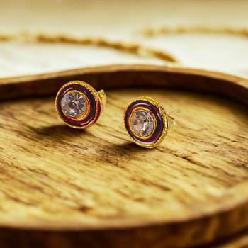 Multi stone stud brass tops/stone-studded earrings / women     party wear/ festive jewelry/sku-ear746 2