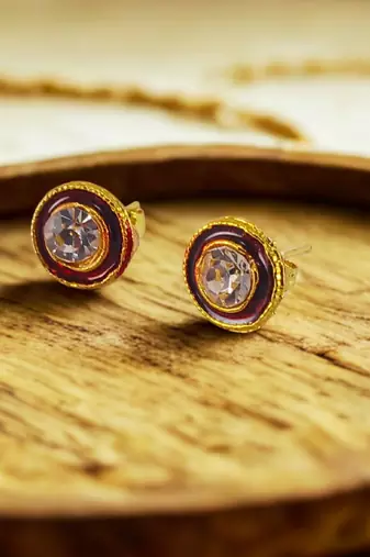 Multi stone stud brass tops/stone-studded earrings / women     party wear/ festive jewelry/sku-ear746