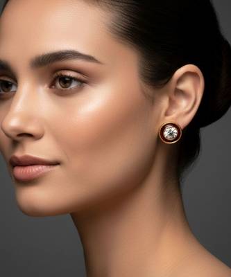 Multi stone stud brass tops/stone-studded earrings / women     party wear/ festive jewelry/sku-ear746 3