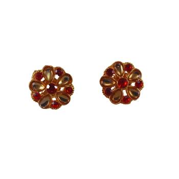 Multi stone stud brass tops/stone-studded earrings / women     party wear/ festive jewelry/sku-ear742 1