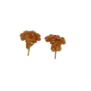 Multi stone stud brass tops/stone-studded earrings / women     party wear/ festive jewelry/sku-ear743 4