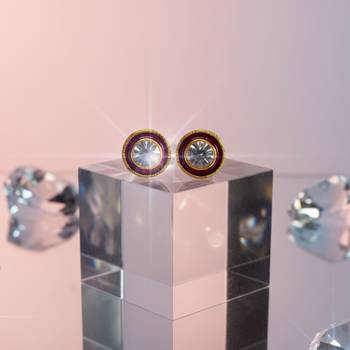 Multi stone stud brass tops/stone-studded earrings / women     party wear/ festive jewelry/sku-ear746 5