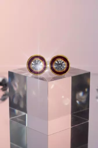 Multi stone stud brass tops/stone-studded earrings / women     party wear/ festive jewelry/sku-ear746