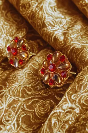 Multi stone stud brass tops/stone-studded earrings / women     party wear/ festive jewelry/sku-ear742