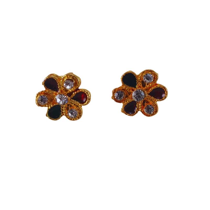 Multi stone stud brass tops/stone-studded earrings / women – party wear/ festive jewelry/sku-ear741