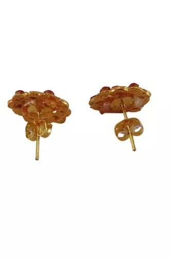 Multi stone stud brass tops/stone-studded earrings / women     party wear/ festive jewelry/sku-ear742