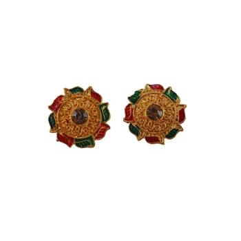 Multi stone stud brass tops/stone-studded earrings / women     party wear/ festive jewelry/sku-ear740 1