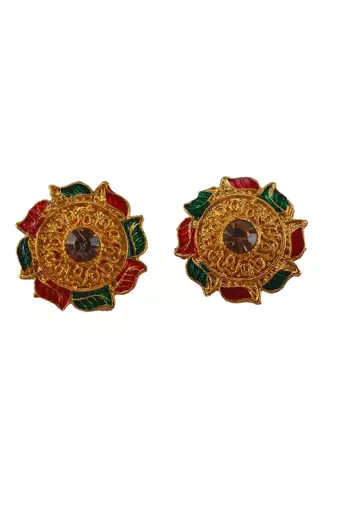 Multi stone stud brass tops/stone-studded earrings / women – party wear/ festive jewelry/sku-ear740