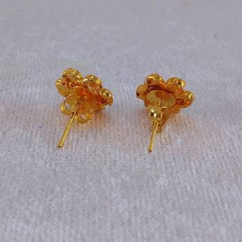Multi stone stud brass tops/stone-studded earrings / women     party wear/ festive jewelry/sku-ear741 4