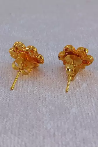 Multi stone stud brass tops/stone-studded earrings / women     party wear/ festive jewelry/sku-ear741