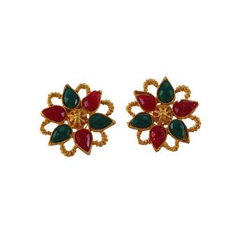 Multi kundan stud brass tops/stone-studded earrings / women     party wear/ festive jewelry/sku-ear739 1