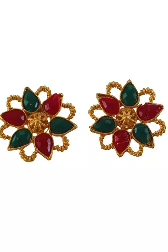 Multi kundan stud brass tops/stone-studded earrings / women – party wear/ festive jewelry/sku-ear739