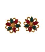 Multi kundan stud brass tops/stone-studded earrings / women – party wear/ festive jewelry/sku-ear739