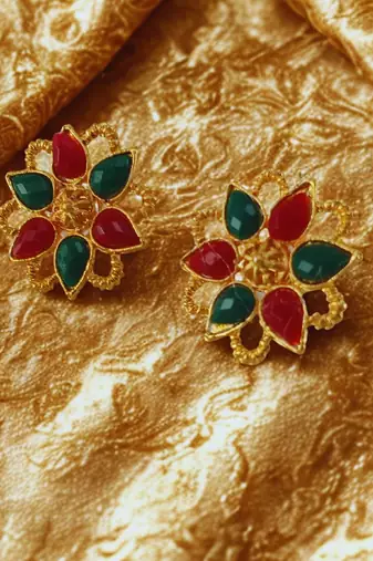 Multi kundan stud brass tops/stone-studded earrings / women     party wear/ festive jewelry/sku-ear739