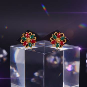Multi kundan stud brass tops/stone-studded earrings / women     party wear/ festive jewelry/sku-ear739 5