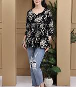 Black women's cotton jaipuri printed short top