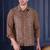 Pier seven embroidered 100% cotton men's slim fit full sleeve shirt - brown (pwy228)