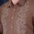 Pier seven embroidered 100% cotton men's slim fit full sleeve shirt - brown (pwy228)