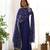 Faux georgette embroidery work navy blue readymade salwar suit