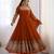 Heavy faux georgette embroidery work rust readymade gown