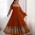 Heavy faux georgette embroidery work rust readymade gown