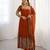 Heavy faux georgette embroidery work rust readymade gown