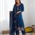 Premium heavy chinon silk embroidery and sequence work teal blue readymade salwar suit
