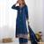 Premium heavy chinon silk embroidery and sequence work teal blue readymade salwar suit