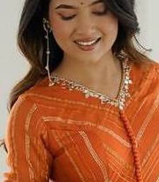 Premium  heavy  chanderi silk embroidery and sequence work rust readymade ethnic  gown