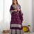 Heavy chinon silk embroidery and sequence work purple  readymade salwar suit