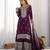 Heavy chinon silk embroidery and sequence work purple  readymade salwar suit