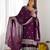 Heavy chinon silk embroidery and sequence work purple  readymade salwar suit