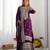 Heavy chinon silk embroidery and sequence work purple  readymade salwar suit