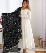 Trendy vichitra soft silk embroidery white salwar suit