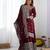 Heavy chinon silk embroidery and sequence work maroon  readymade salwar suit