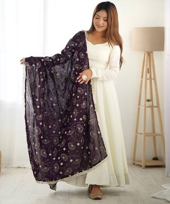 Trendy vichitra soft silk embroidery white salwar suit 1