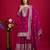 Heavy chinon silk embroidery and sequence work rani pink  readymade salwar suit