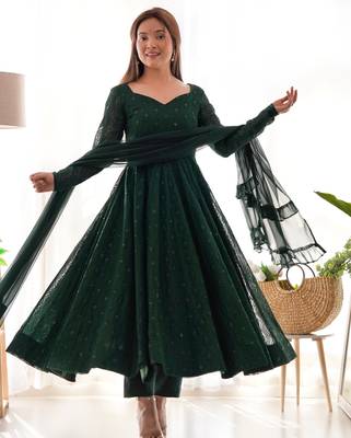 Timeless havy lukhnowi georgette green readymade salwar suit 2