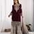 Heavy fuax  georgette embroidery and sequence work maroon readymade salwar suit