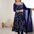 Desinger faux  georgette embroidery and sequence work navy blue readymade salwar suit