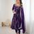 Desinger faux  georgette embroidery and sequence work purple readymade salwar suit