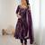 Desinger faux  georgette embroidery and sequence work wine readymade salwar suit