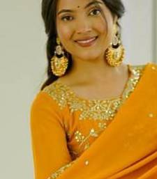 Desinger faux  georgette embroidery and sequence work yellow readymade salwar suit