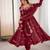 Heavy silk embroidery work maroon readymade gown