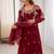 Heavy silk embroidery work maroon readymade gown