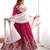 Trendy heavy georgette embroidery work rani-pink readymade gown