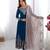 Trendy heavy georgette embroidery work teal-blue readymade gown